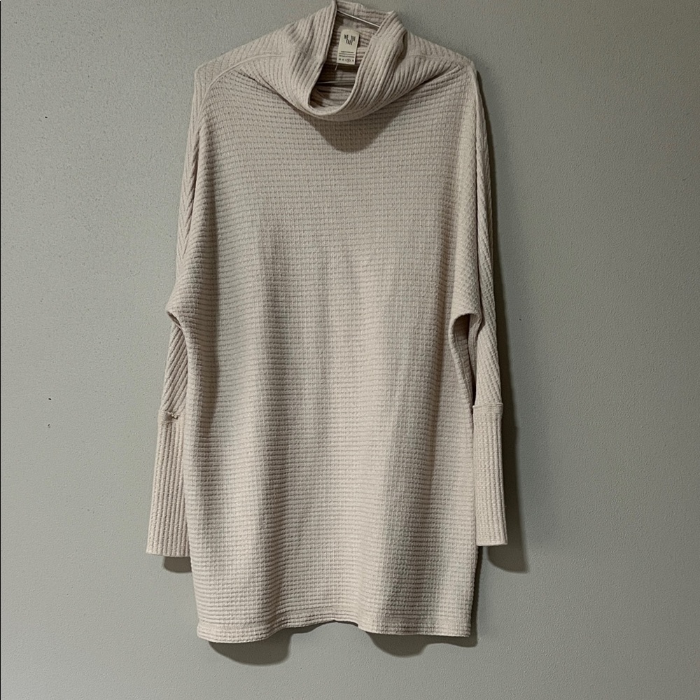 WE THE FREE Cream/Beige Lagenlook Cocoon Waffle Knit Oversized Sweater Tunic Top